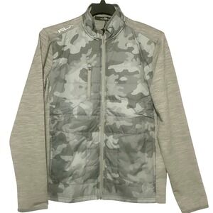 RLX Ralph Lauren The Cliffs Grey Camo Hybrid Quilted Full Zip Jacket Mens Large
